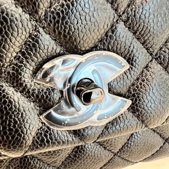 CHANEL 20A RARE BLACK ON BLACK MEDIUM FLAP BAG WITH HANDLE NWTS! - Picture 17 of 17